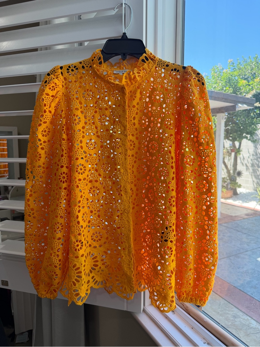 Stella Nova Marigold Yellow Eyelet Lace Blouse - Size 38 (US 6/8)